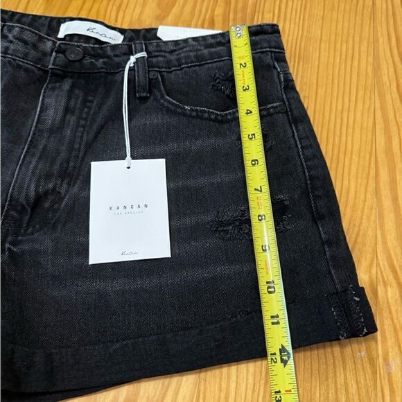 NWT Kancan Kaya High Rise Distressed Look Shorts Women’s Size LRG Black - Picture 9 of 13